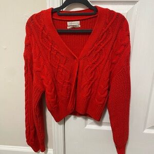 Urban Outfitters Vibrant Red Cable Knit Cardigan